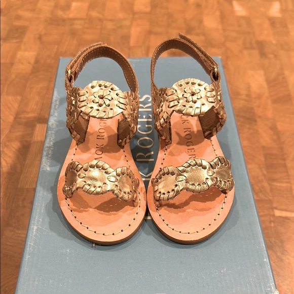 Jack Rogers Other - Jack Rogers Girls Gold Braided Leather Sandals